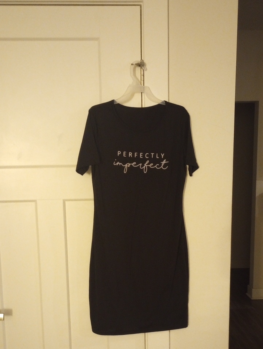 SHEIN Black 'Perfectly Imperfect' Graphic Midi T-Shirt Dress